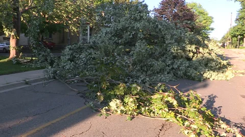 Severe thunderstorm damage Stock Footage 36778399