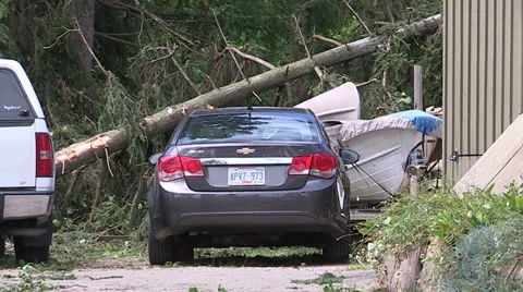 Severe thunderstorm damage Stock Footage 36784301