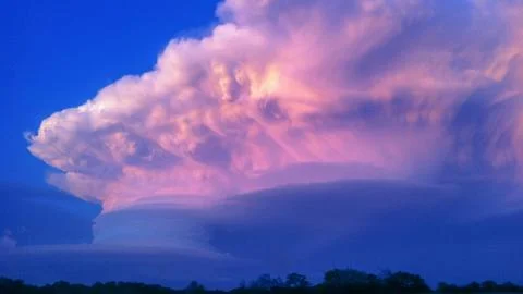 Severe thunderstorm at sunset Fotos Stock