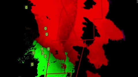 Severe thunderstorm with tornado warning on Doppler weather radar Stock Footage 344600179