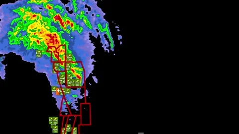 Severe thunderstorm with tornado warning on Doppler weather radar Stock Footage 344600183