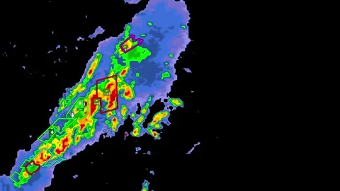Severe thunderstorm with tornado warning on Doppler weather radar Stock Footage 344600345