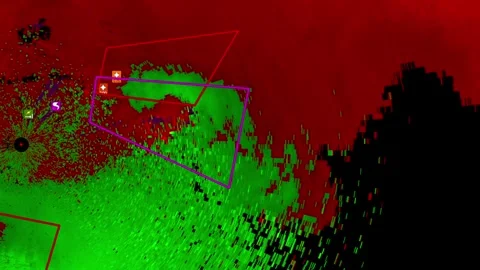 Severe thunderstorm with tornado warning on Doppler weather radar Stock Footage 344600546