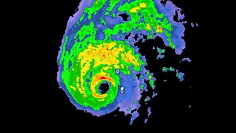 Severe thunderstorm with tornado warning on Doppler weather radar Stock Footage 344600720