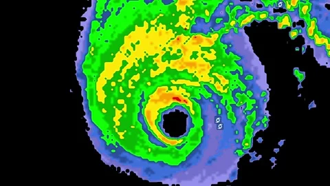 Severe thunderstorm with tornado warning on Doppler weather radar Stock Footage 344600723