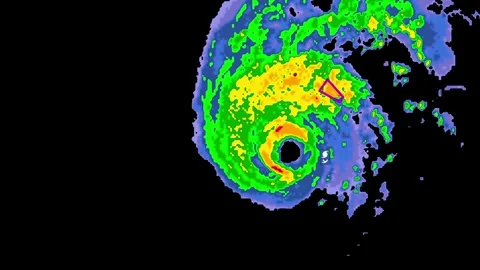 Severe thunderstorm with tornado warning on Doppler weather radar Stock Footage 344600726