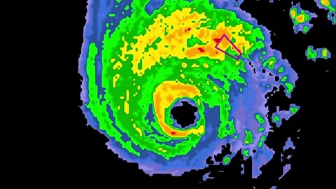 Severe thunderstorm with tornado warning on Doppler weather radar Stock Footage 344600735