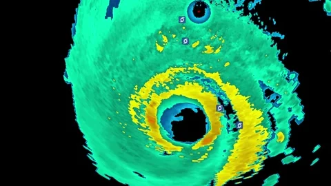 Severe thunderstorm with tornado warning on Doppler weather radar Stock Footage 344600738