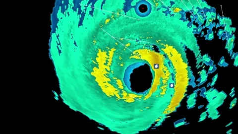 Severe thunderstorm with tornado warning on Doppler weather radar Stock Footage 344600739