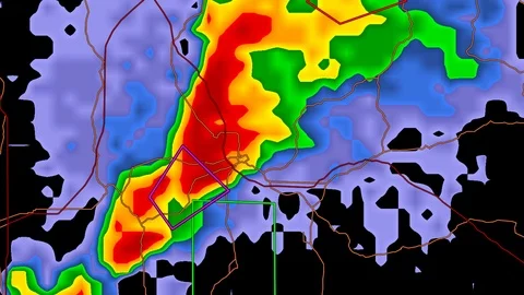 Severe thunderstorm with tornado warning... | Stock Video | Pond5