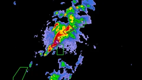 Severe thunderstorm with tornado warning... | Stock Video | Pond5