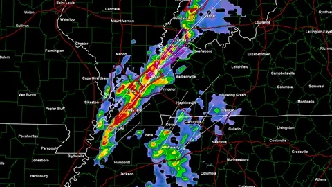 Severe thunderstorm with tornado warning... | Stock Video | Pond5