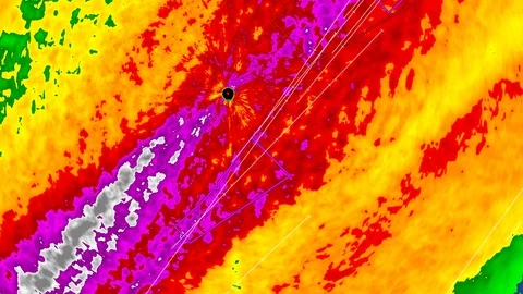 Severe thunderstorm with tornado warning... | Stock Video | Pond5