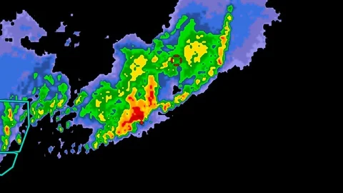 Severe thunderstorms with tornado risk as seen on weather radar Stock Footage 103999418