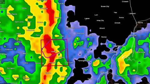 Severe thunderstorms with tornado warnin... | Stock Video | Pond5