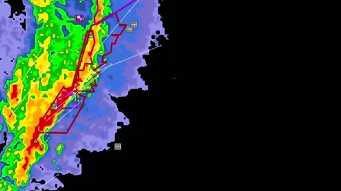 Severe thunderstorms with tornado warnin... | Stock Video | Pond5