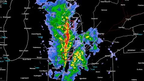 Severe thunderstorms with tornado warnin... | Stock Video | Pond5