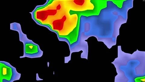 Severe Thunderstorms with tornado warning on severe weather radar screen Vídeo Stock 158589693