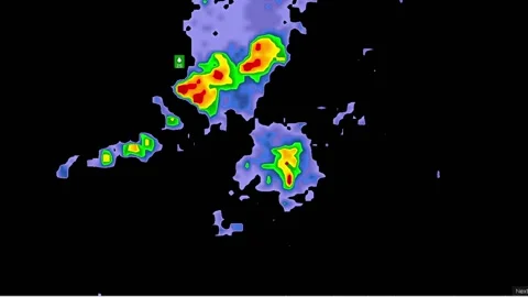 Severe Thunderstorms with tornado warning on weather radar screen Vídeo Stock 158589670