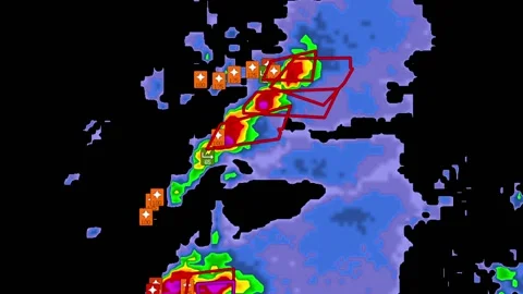 Severe thunderstorms with tornado warnin... | Stock Video | Pond5