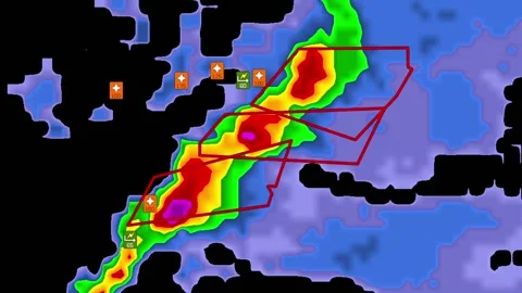 Severe thunderstorms with tornado warnin... | Stock Video | Pond5