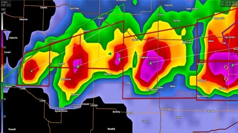 Severe thunderstorms with tornado warnin... | Stock Video | Pond5