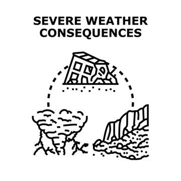 Severe weather conditions causing natural disaster consequences Stockillustratie