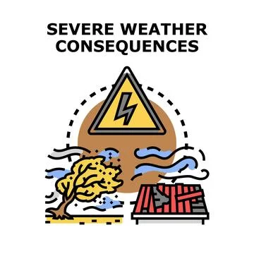 Severe weather consequences causing natural disaster and damage Stock Illustration