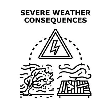 Severe weather consequences causing natural disaster and damage Stock Illustration