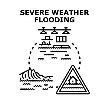 Severe weather flooding concept vector illustration Stock Illustration