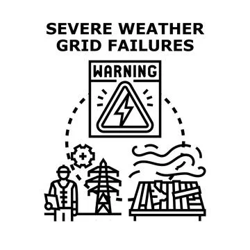 Severe weather grid failures warning concept Stock Illustration