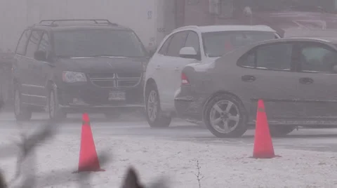 Severe wind blizzard and snow Stock Footage 36599996