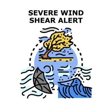 Severe wind shear alert concept vector representing weather disaster Stock Illustration