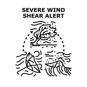 Severe wind shear alert concept vector representing weather disaster Stock Illustration