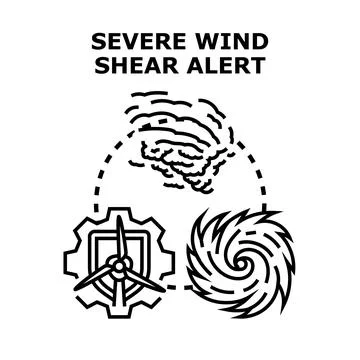Severe wind shear alert system vector illustration Stock Illustration