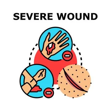 Severe wound concept depicting different injuries Stock Illustration