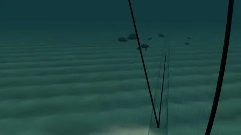Severed cable ends rising from the seabed on lift wires Vídeos de archivo 344544376