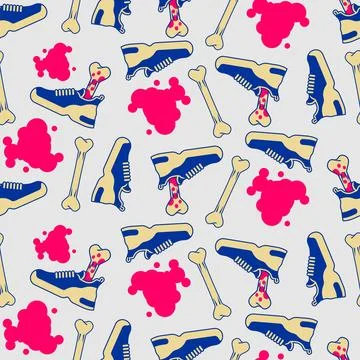 Severed foot in shoe pattern seamless. Bbone sticks out of sneaker background Stock Illustration