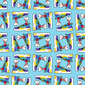 Severed foot in shoe pattern seamless. Bbone sticks out of sneaker background Stock Illustration