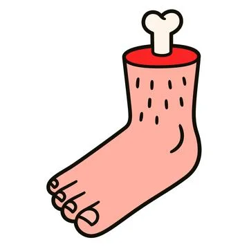 Severed human foot simple comic drawing Illustrazione stock