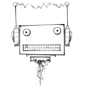 Severed Robot Head still only just alive Stock Illustration