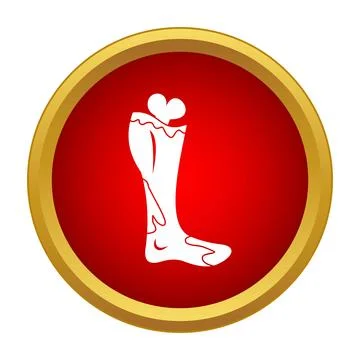 Severed zombie leg with exposed bone icon Stock Illustration