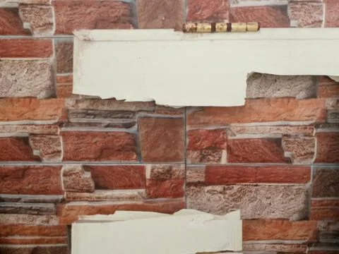 Severely Damaged Plastic Door Panel with Rusty Hinge Stock Photos