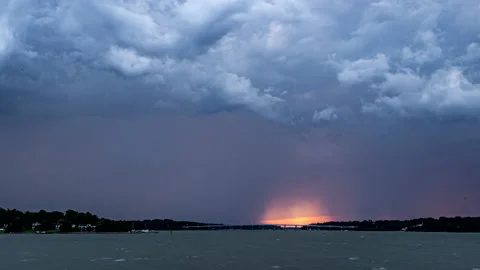 Severn River Thunderstorm and Lightning Timelapse Stock Footage 150773960