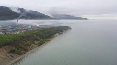 Severobaykalsk in the fog. Stock Footage 109215502