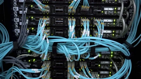 Severs computer in a rack at the large data center. Stock Footage 87637810