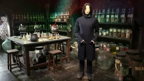 Severus Snape model in the potions classroom inside the Harry Potter Studio Stock Footage 323918785