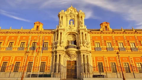 Sevilla, Spain. Timelapse of the Palacio de San Telmo in a sunny day 스톡 동영상 317449819