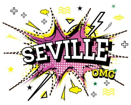 Seville Comic Text in Pop Art Style Isolated on White Background. Stockillustratie