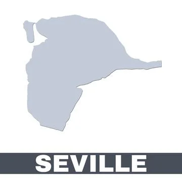 Seville outline map. Vector map of Seville city area borders with shadow 스톡 일러스트
